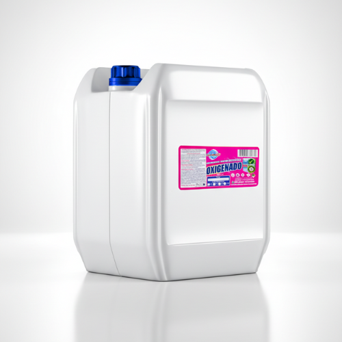 Garrafa de 20 litros de Detergente Líquido Oxigenado Deterya, quitamanchas de alto rendimiento para lavandería industrial que protege los colores de la ropa.