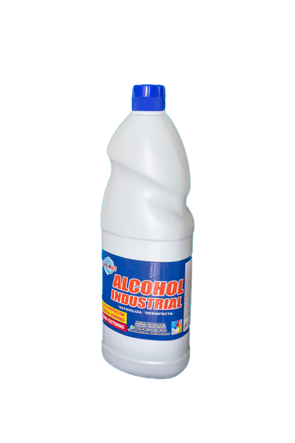 Envase de 1 litro de Alcohol Industrial Multiusos Deterya para limpieza de superficies, equipos y desinfección profunda en Bogotá.