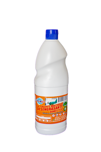 Envase de 1 litro de Desengrasante Multiusos Biodegradable Deterya, limpiador ecológico potente para eliminar grasa en diversas superficies y áreas de trabajo en Bogotá.